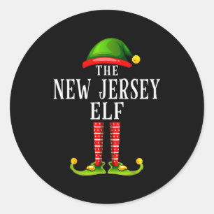 New Jersey Elf Christmas Matching Family Group Pjs Classic Round Sticker