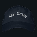 New Jersey Embroidered Basic Cap Navy Blue<br><div class="desc">A Basic Adjustable Cap embroidered with the (customisable) text New Jersey.  Select the hat and text colour and style of your choice.</div>