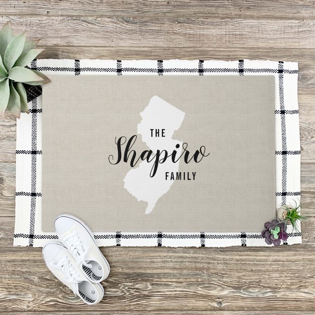 New Jersey Family Monogram State Doormat (Creator Uploaded)