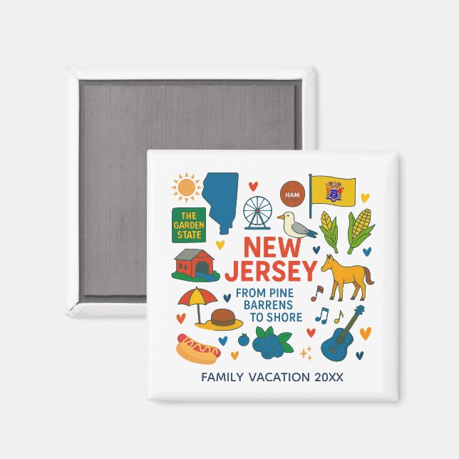 New Jersey Family Trip Keepsake Custom Magnet (Front/Back)
