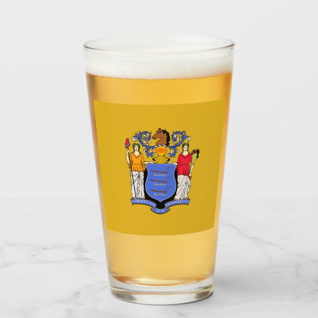 New Jersey flag  Glass (Front Filled)