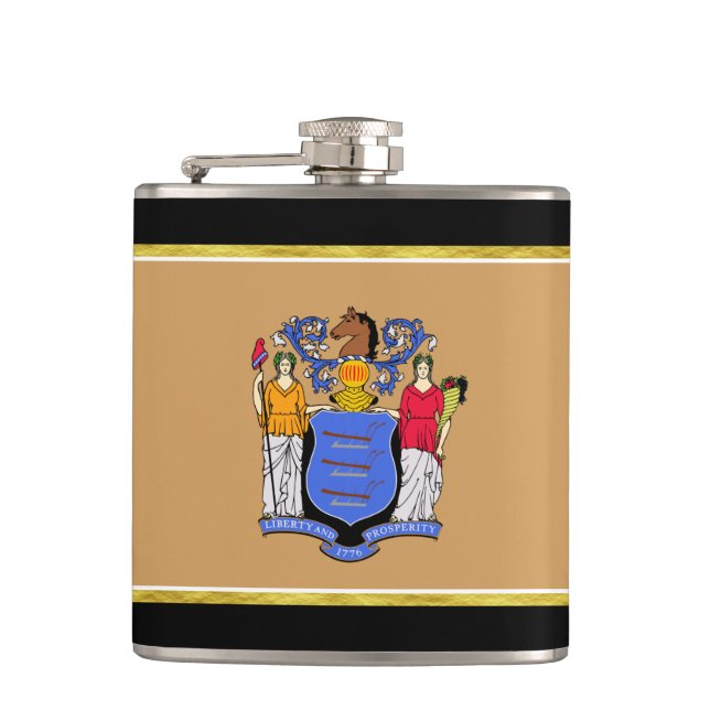 New Jersey flag Hip Flask (Front)