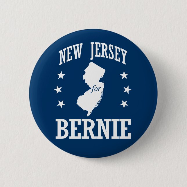 NEW JERSEY FOR BERNIE SANDERS 6 CM ROUND BADGE (Front)