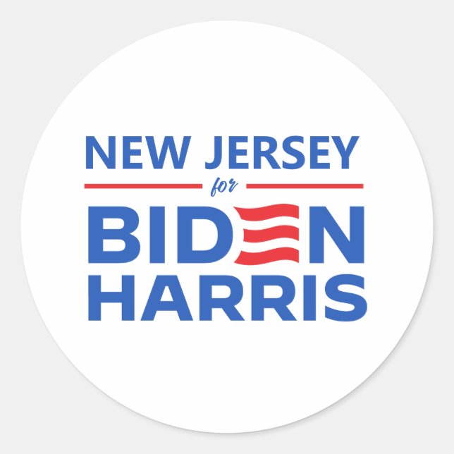 New Jersey for Biden Harris Classic Round Sticker (Front)
