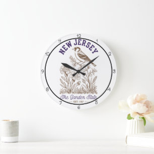 New Jersey Garden State Bird Large Clock