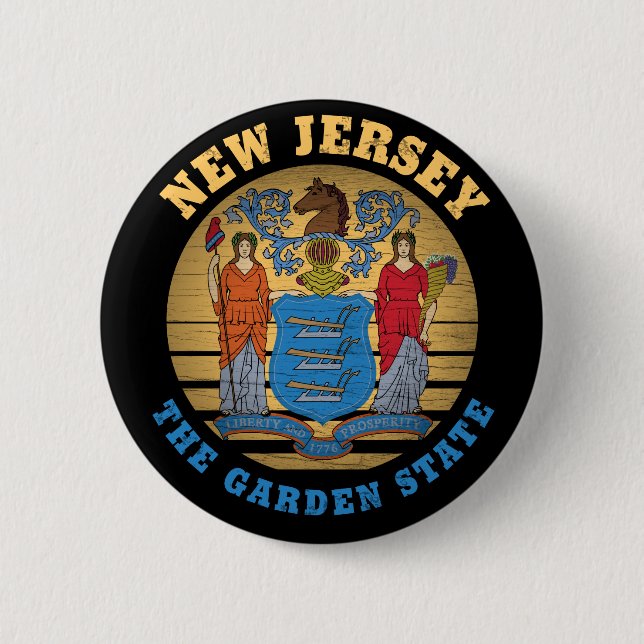 NEW JERSEY GARDEN STATE FLAG 6 CM ROUND BADGE (Front)