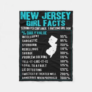 New Jersey Girl Facts Funny Birthday Gift Born In  Fleece Blanket