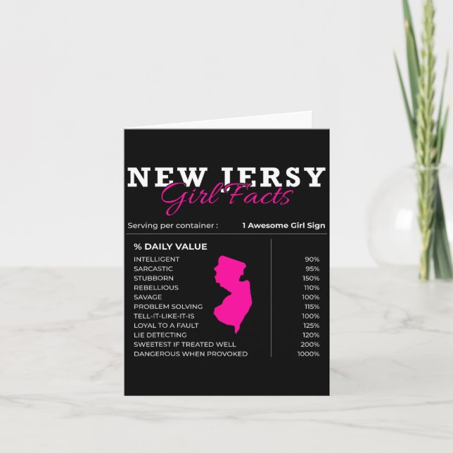 New Jersey Girl Facts - Usa Nj Trenton Funny Garde Card (Front)