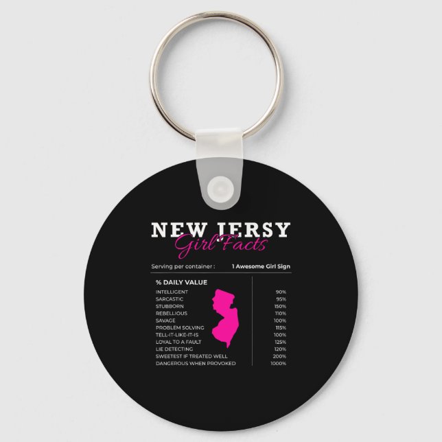 New Jersey Girl Facts - Usa Nj Trenton Funny Garde Key Ring (Front)