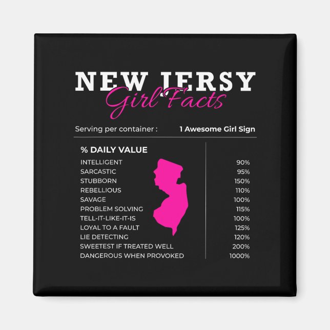 New Jersey Girl Facts - Usa Nj Trenton Funny Garde Magnet (Front)