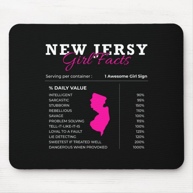 New Jersey Girl Facts - Usa Nj Trenton Funny Garde Mouse Mat (Front)