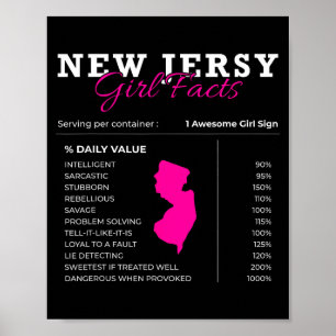 New Jersey Girl Facts - Usa Nj Trenton Funny Garde Poster