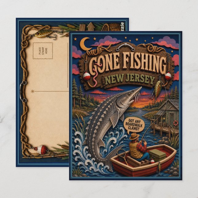 New Jersey Gone Fishing Atlantic Sturgeon Postcard (Front/Back)