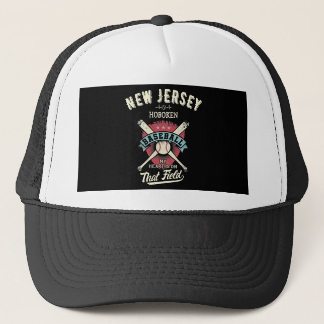 New Jersey Hoboken Baseball Trucker Hat (Front)