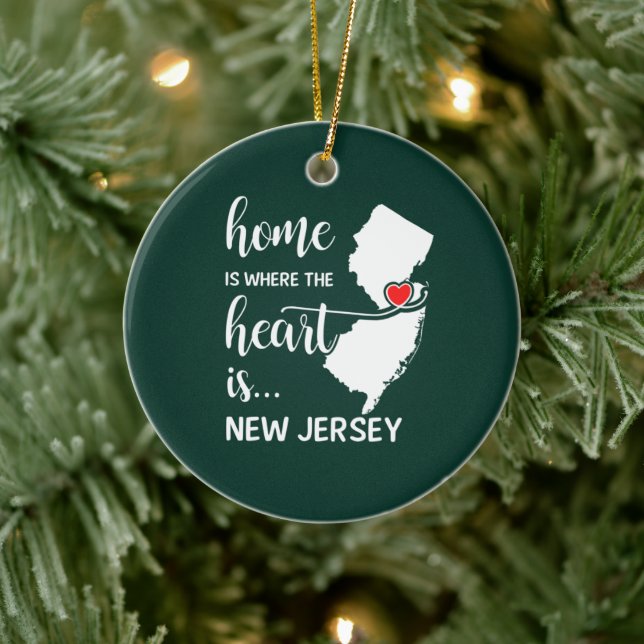 New Jersey home is where the heart is Ceramic Tree Decoration (Tree)