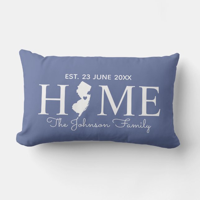 New Jersey home state map personalised family Lumbar Cushion (Front)