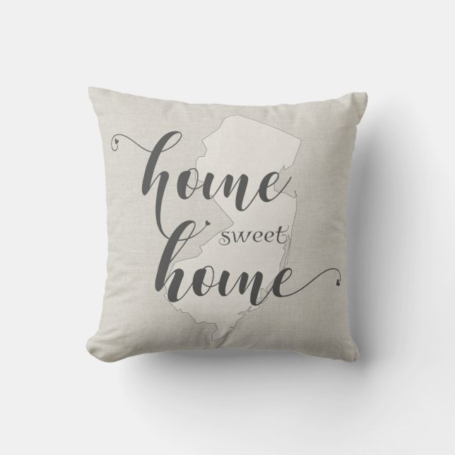 New Jersey - Home Sweet Home burlap-look Cushion (Front)