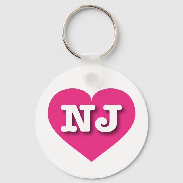 New Jersey Hot Pink Heart - I love NJ Key Ring (Front)