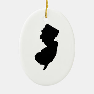 New Jersey in Black and White Ceramic Tree Decoration