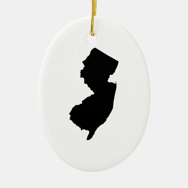 New Jersey in Black and White Ceramic Tree Decoration (Front)