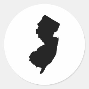 New Jersey in Black and White Classic Round Sticker