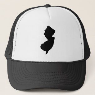 New Jersey in Black and White Trucker Hat