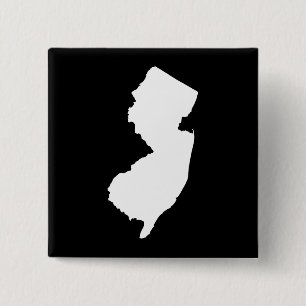 New Jersey in White and Black 15 Cm Square Badge