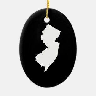 New Jersey in White and Black Ceramic Tree Decoration