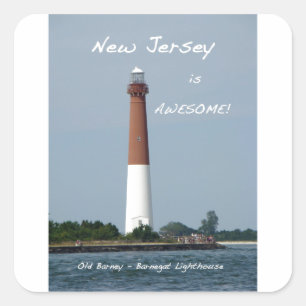 New Jersey is Awesome - Barnegat Lighthouse Square Sticker