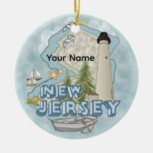 New Jersey Lighthouse Ceramic Tree Decoration
