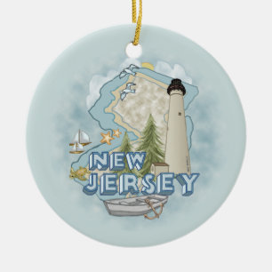 New Jersey Lighthouse  Ceramic Tree Decoration