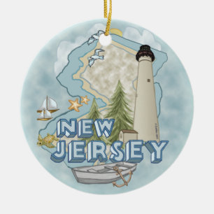 New Jersey Lighthouse Ceramic Tree Decoration