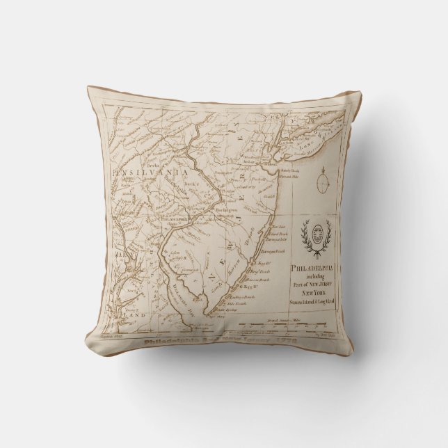 New Jersey Map 1778, Replica Cushion (Front)