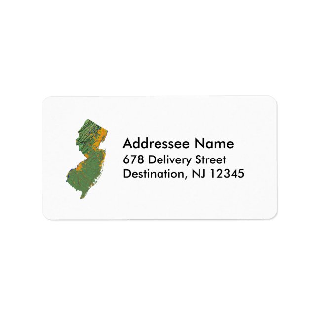 New Jersey Map Address Label (Front)