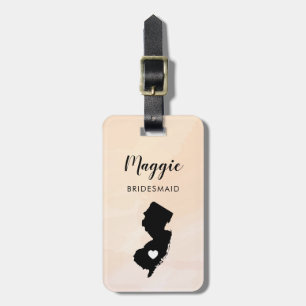 New Jersey Map Luggage Tag, Wedding Party Welcome Luggage Tag