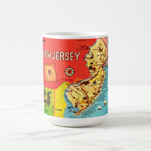 New Jersey Map of Beaches Coffee Mug (Center)