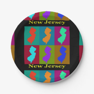 New Jersey Map Paper Plate