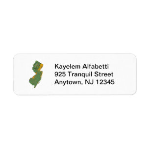 New Jersey Map Return Address Label