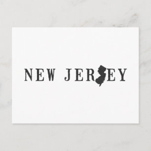 New Jersey Map Shaped Letter State Word Art Black Postcard