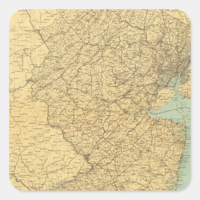 New Jersey Map Square Sticker (Front)