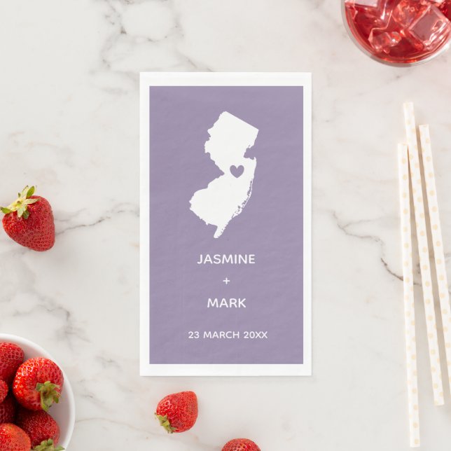 New Jersey Map Wedding/Engagement Couple Name  Napkin (Insitu)