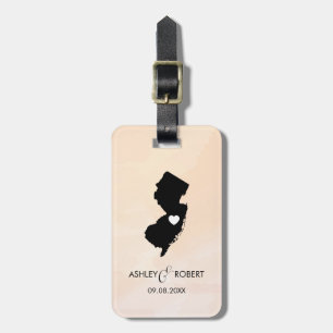 New Jersey Map Wedding Luggage Tag, Gift Luggage Tag