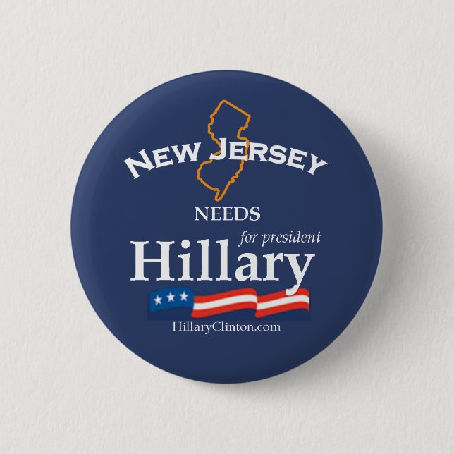New Jersey Needs Hillary Button (Front)