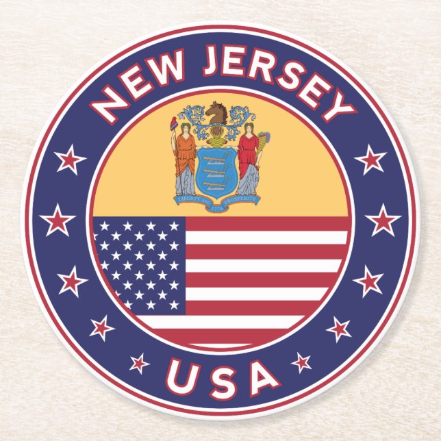 New Jersey, New Jersey sticker, phone case, bag Round Paper Coaster (Front)