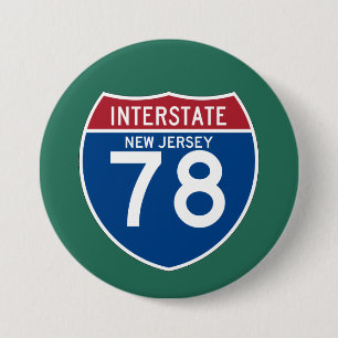 New Jersey NJ I-78 Interstate Highway Shield - 7.5 Cm Round Badge