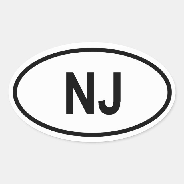 New Jersey "NJ" Oval Sticker (Front)