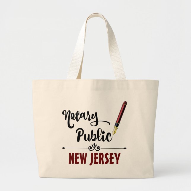 New Jersey Notary Public Ink Pen Large Tote Bag (Front)