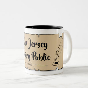 New Jersey Notary Public Scroll Feather Quill Two-Tone Coffee Mug