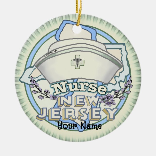  New Jersey Nurse Ceramic Tree Decoration (Front)