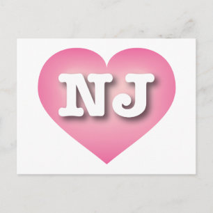 New Jersey Pink Fade Heart - I love NJ Postcard
